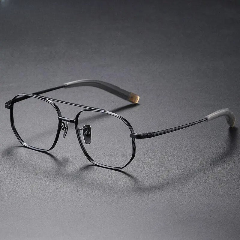 Men's Polygon Full Rim Titanium Double Bridge Prescription Glasses 07518 — view 9 | Rx Spectacle
