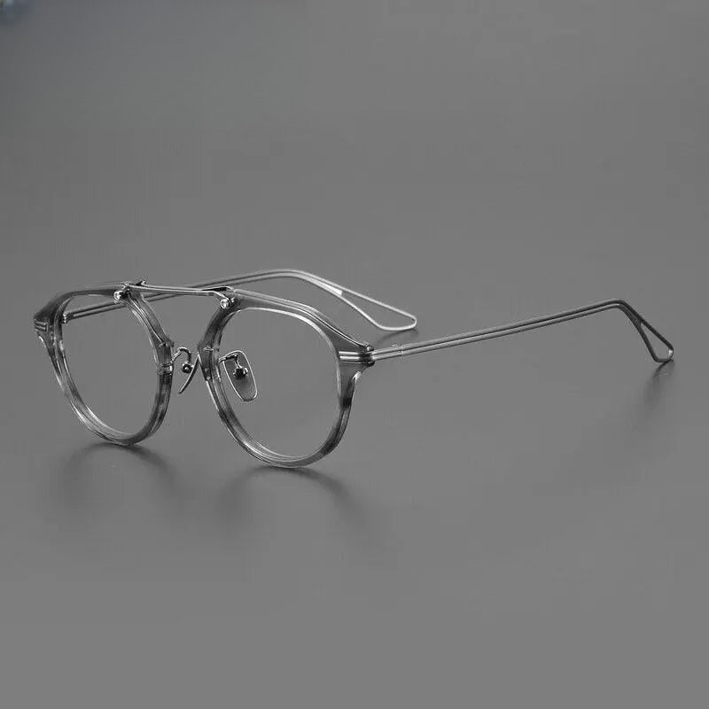 Unisex Oval Full Rim Titanium Double Bridge Prescription Glasses Gxyj925 — view 4 | Rx Spectacle