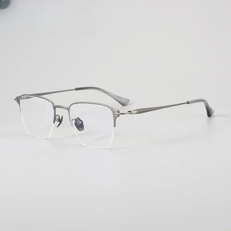Unisex Polygon Semi-Rimless Titanium Oversized Prescription Glasses 881485 — view 3 | Rx Spectacle