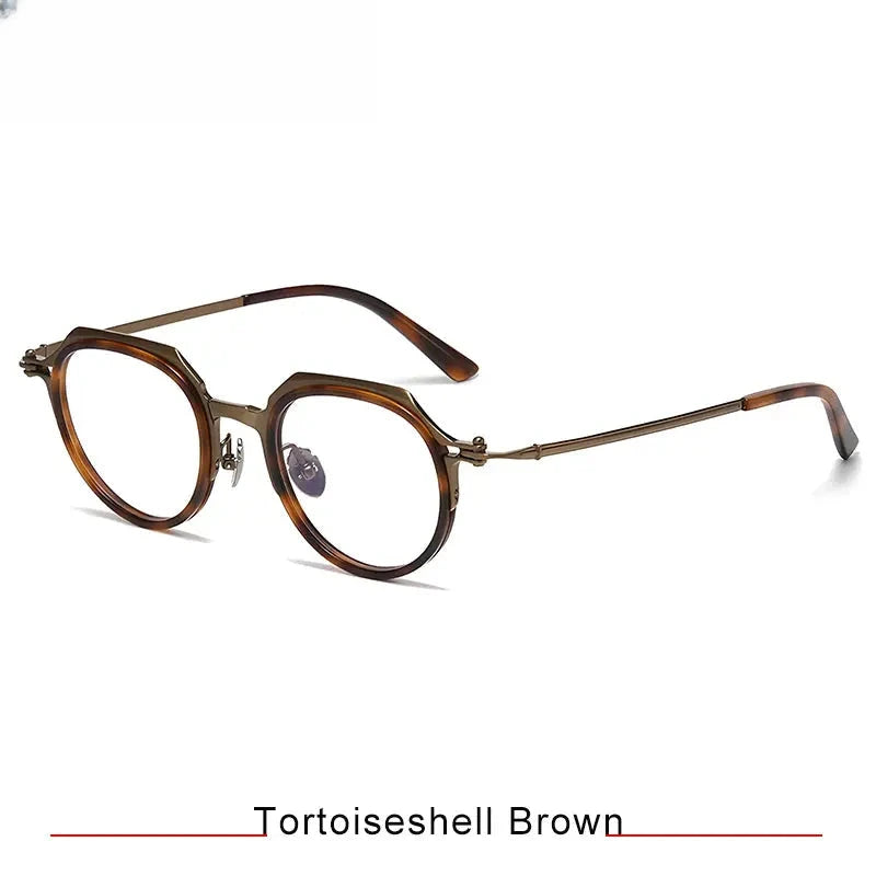 Unisex Oval Full Rim Titanium Flat Top Prescription Glasses 315872 — view 3 | Rx Spectacle