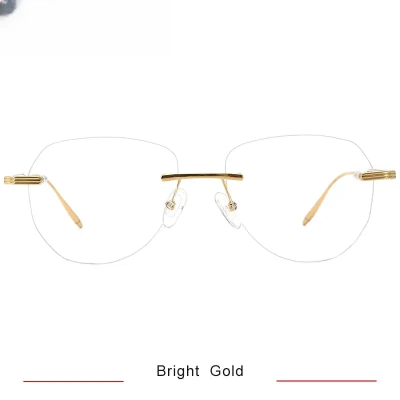 Women's Round Rimless Titanium Flat Top Prescription Glasses 16084 — view 5 | Rx Spectacle