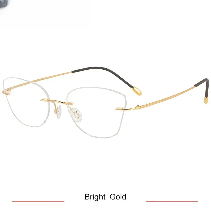 Women's Cat Eye Rimless Titanium Prescription Glasses 416085 — view 8 | Rx Spectacle