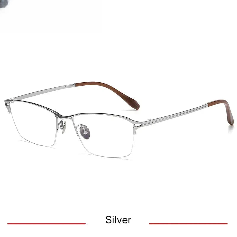 Men's Polygon Semi-Rimless Titanium Oversized Prescription Glasses 316886 — view 3 | Rx Spectacle
