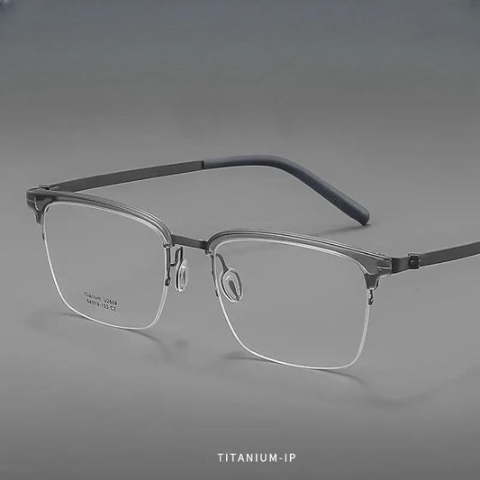 Unisex Square Semi-Rimless Titanium Prescription Glasses 2609 — view 1 | Rx Spectacle