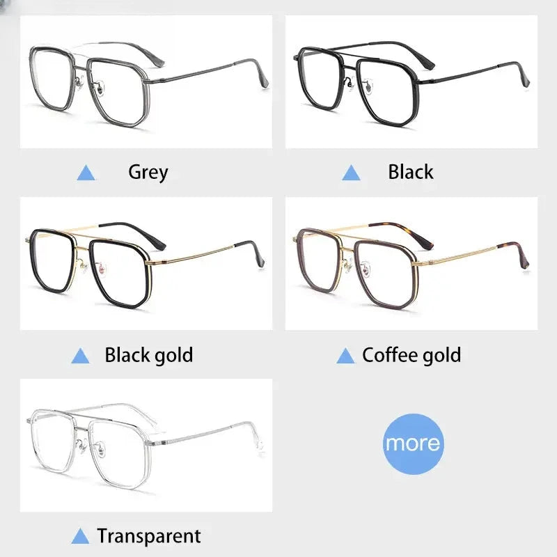 Men's Square Full Rim Titanium Double Bridge Oversized Reading Glasses 2216 — view 5 | Rx Spectacle