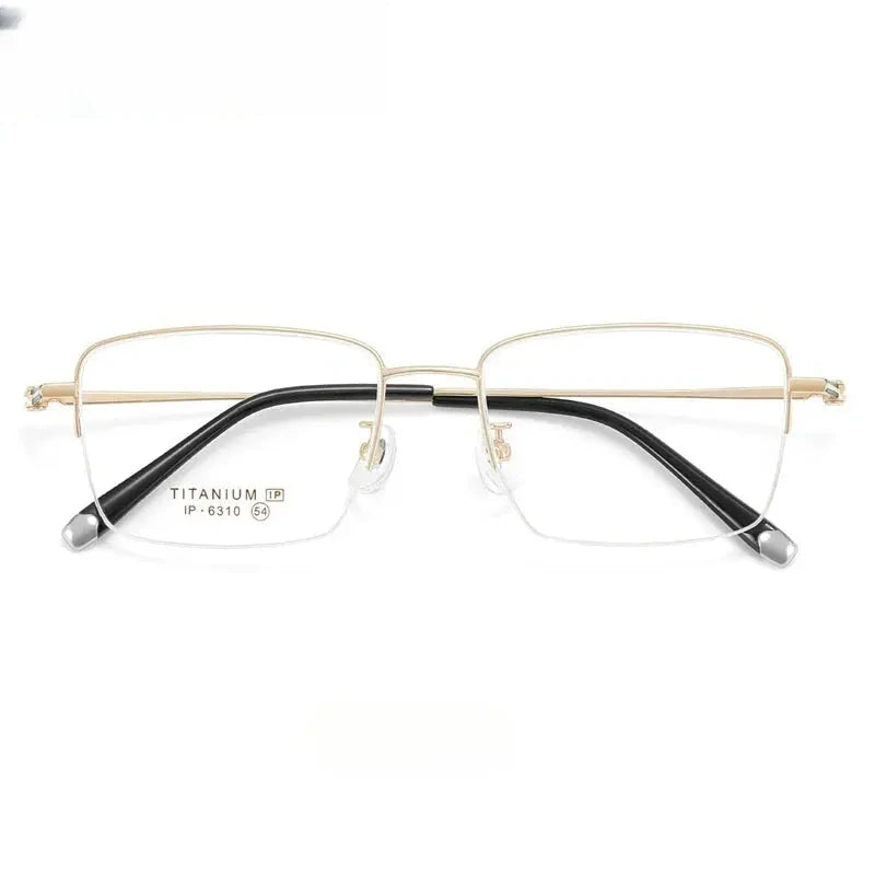 Unisex Polygon Semi-Rimless Titanium Prescription Glasses 966310 — view 4 | Rx Spectacle