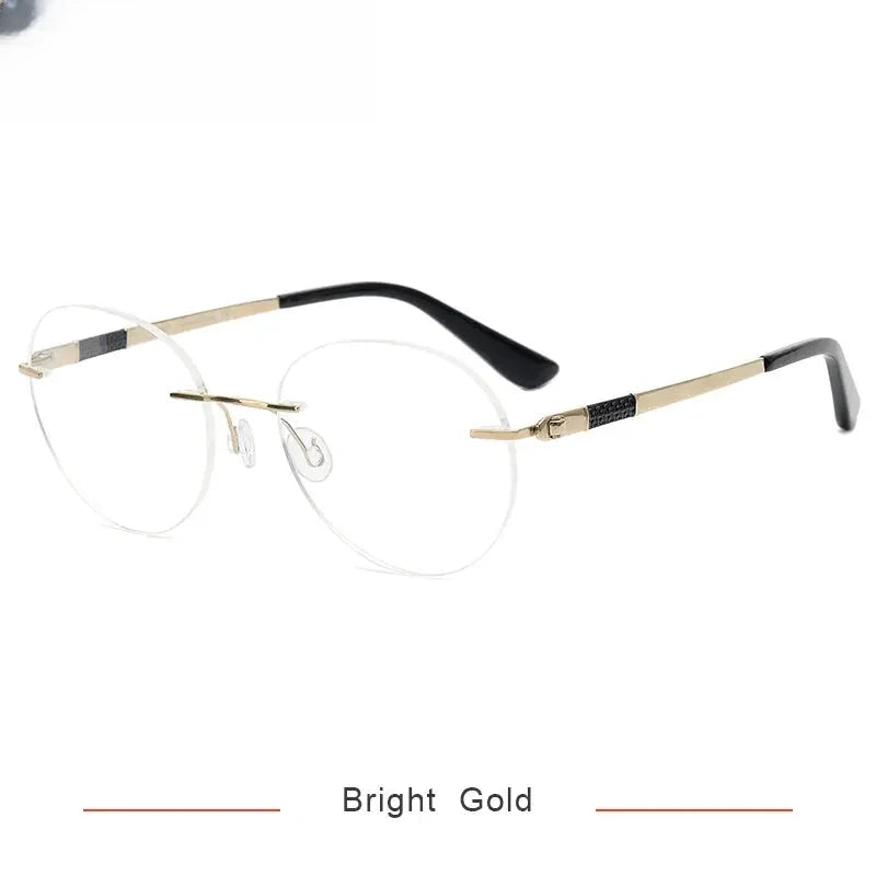 Women's Round Rimless Titanium Flat Top Prescription Glasses 385012 — view 4 | Rx Spectacle