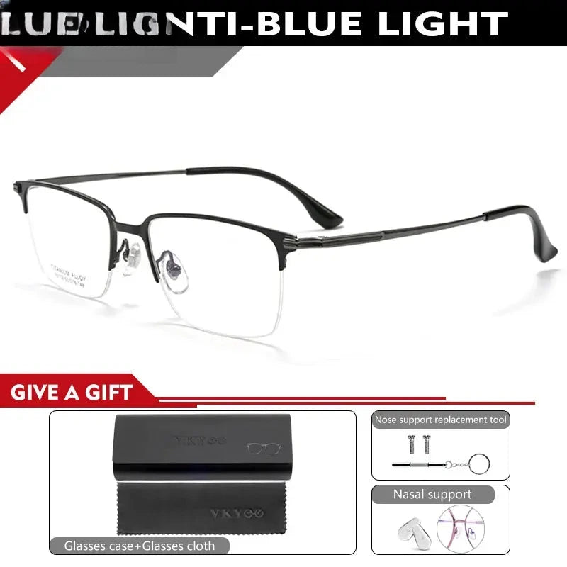 Unisex Square Semi-Rimless Titanium Reading Glasses V15119 — view 7 | Rx Spectacle