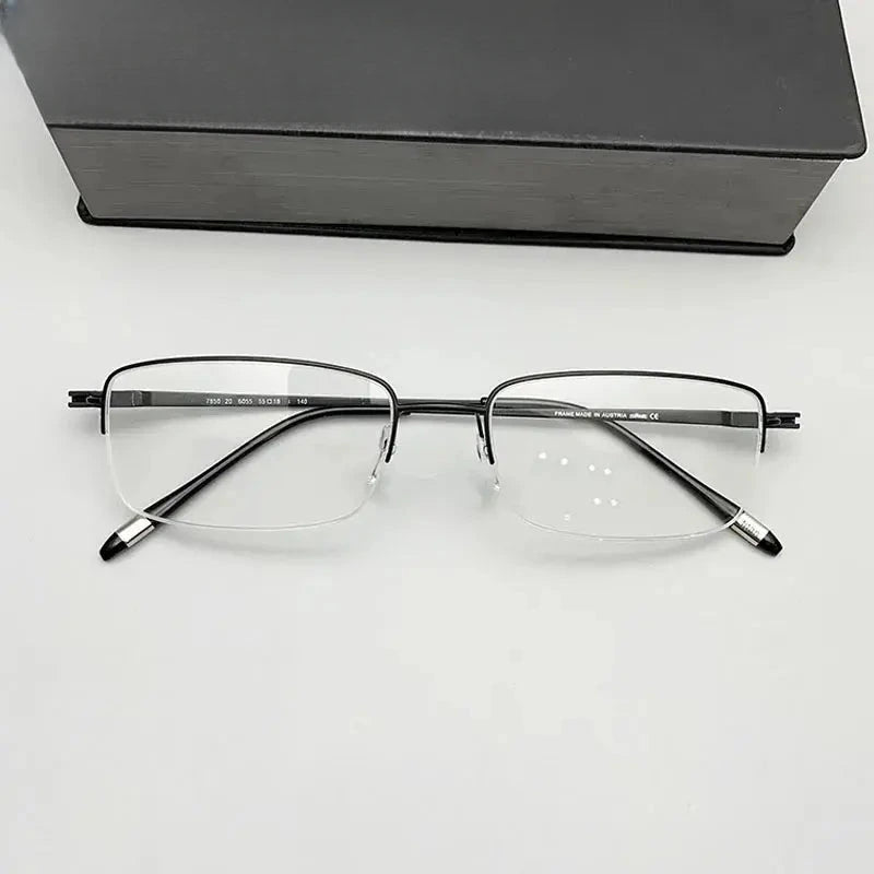 Men's Square Semi-Rimless Titanium Prescription Glasses 9850 — view 5 | Rx Spectacle