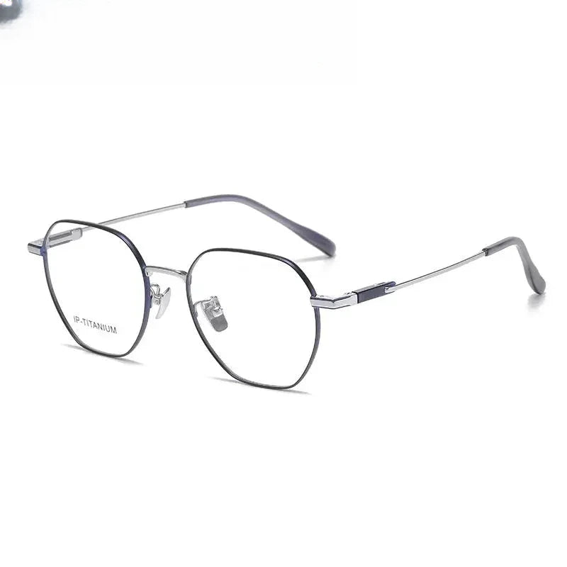 Unisex Polygon Full Rim Titanium Flat Top Prescription Glasses 61010 — view 3 | Rx Spectacle