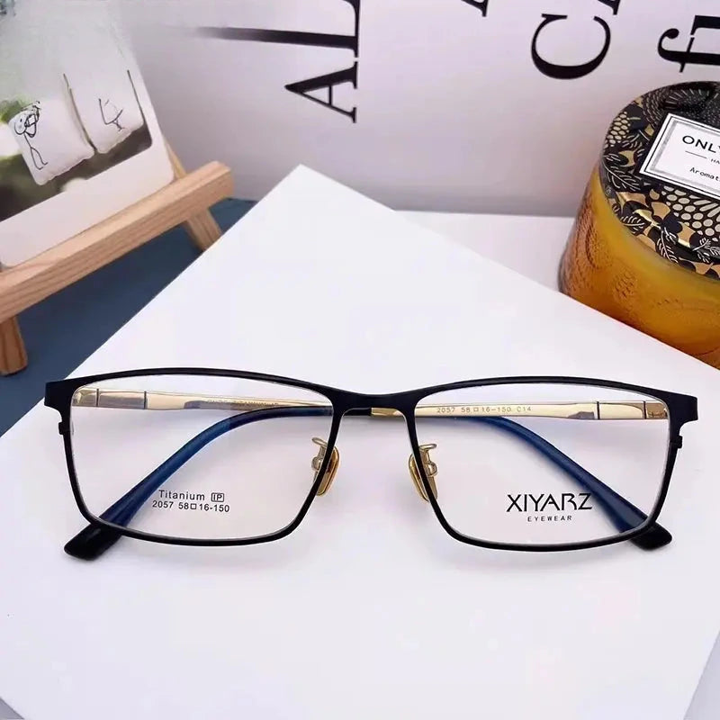 Unisex Square Full Rim Titanium Oversized Prescription Glasses 882057 — view 3 | Rx Spectacle