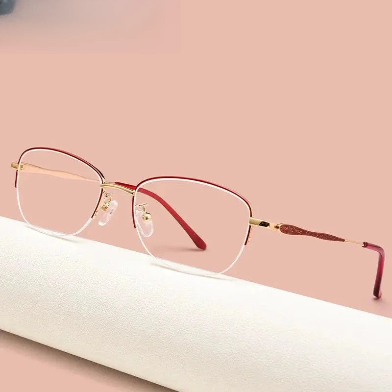 Women's Oval Semi-Rimless Alloy Prescription Glasses 383003 — view 1 | Rx Spectacle