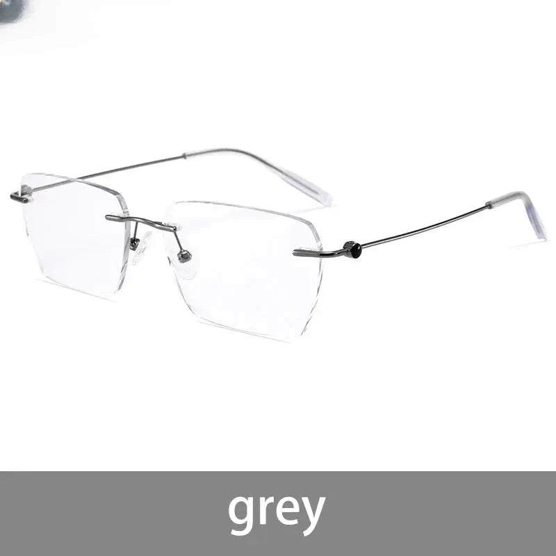 Unisex Square Rimless Titanium Reading Glasses V0620 — view 7 | Rx Spectacle