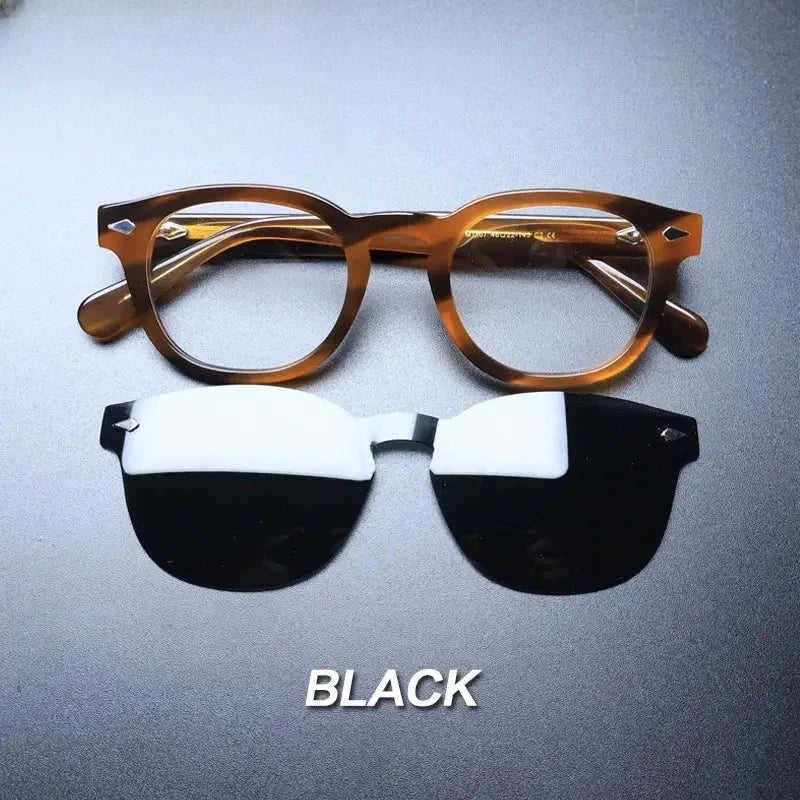 Unisex Round Full Rim Acetate Clip-On Prescription Glasses 1237 — view 19 | Rx Spectacle