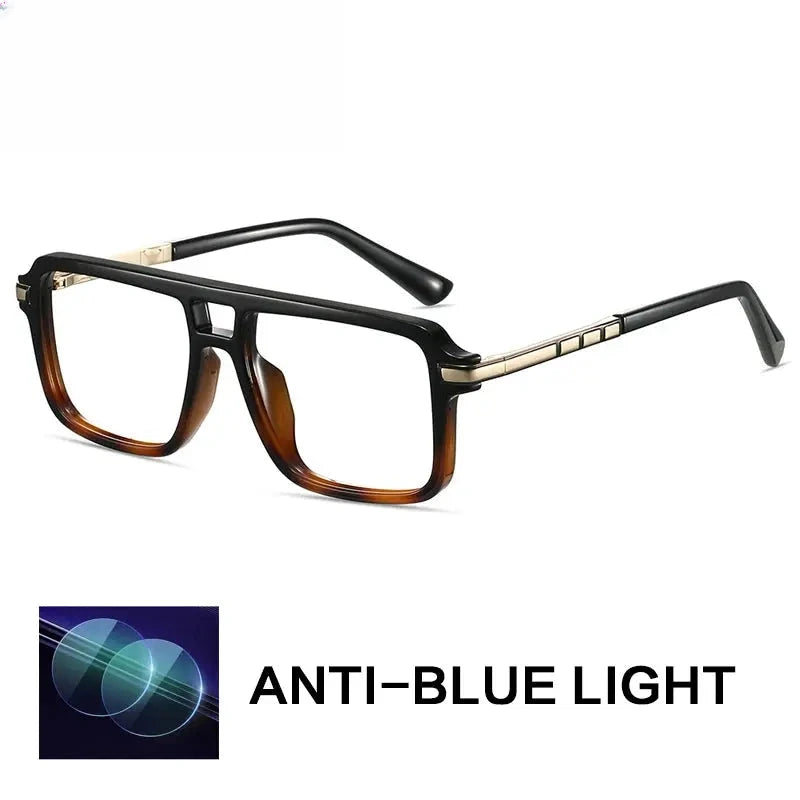 Unisex Square Full Rim Titanium Double Bridge Reading Glasses G84004 — view 4 | Rx Spectacle