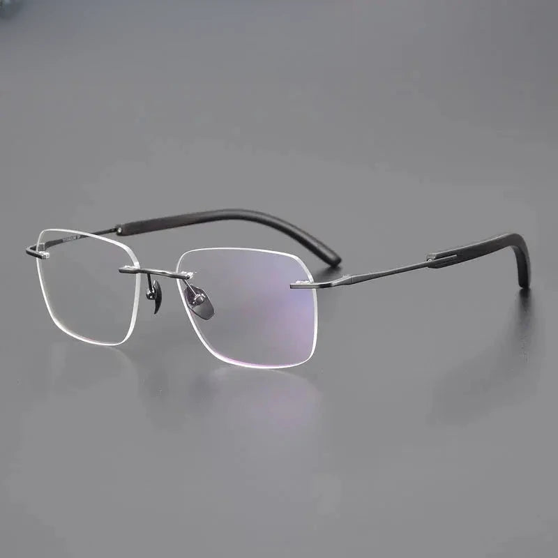 Unisex Square Rimless Titanium Prescription Glasses 84246 — view 3 | Rx Spectacle