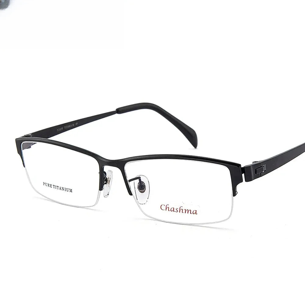 Men's Square Semi-Rimless Titanium Prescription Glasses 418179 — view 1 | Rx Spectacle