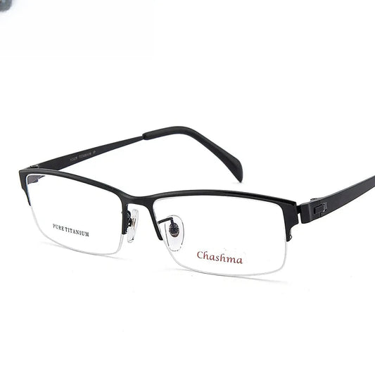 Men's Square Semi-Rimless Titanium Prescription Glasses 418179 — view 1 | Rx Spectacle