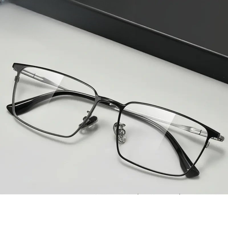Men's Square Full Rim Titanium Prescription Glasses 86037 — view 1 | Rx Spectacle