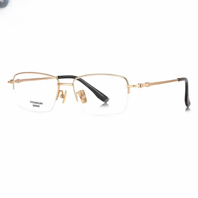 Unisex Square Semi-Rimless Titanium Prescription Glasses 468969 — view 3 | Rx Spectacle