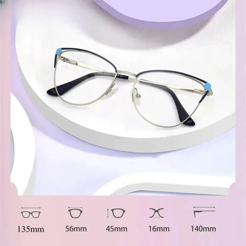 Women's Cat Eye Full Rim Stainless Steel Prescription Glasses 778546 — view 2 | Rx Spectacle