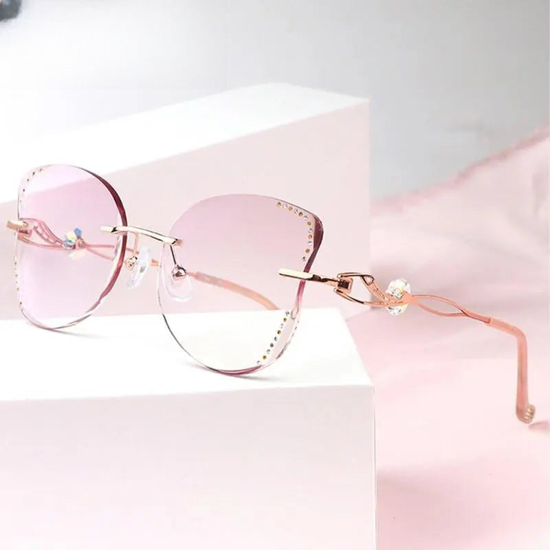 Women's Butterfly Rimless Titanium Prescription Glasses 88061 — view 9 | Rx Spectacle