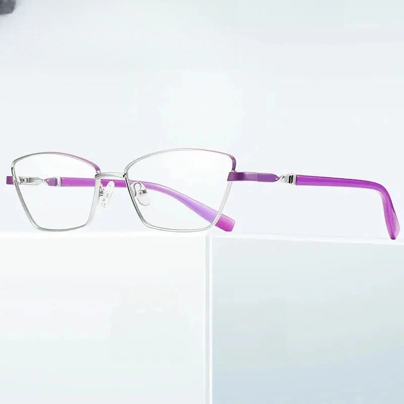 Women's Cat Eye Full Rim Alloy Prescription Glasses Y3012 — view 1 | Rx Spectacle
