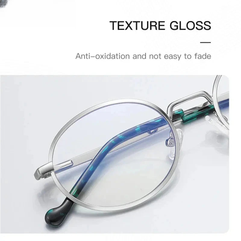 Women's Round Full Rim Stainless Steel Reading Glasses 3058 — view 5 | Rx Spectacle