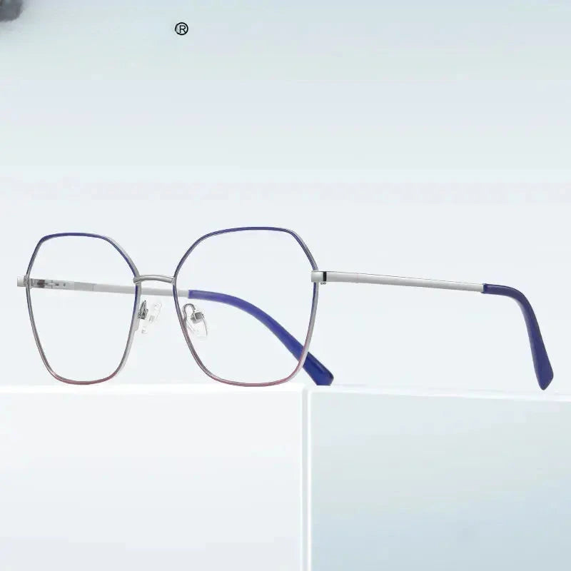 Women's Polygon Full Rim Stainless Steel Reading Glasses 3090 — view 3 | Rx Spectacle