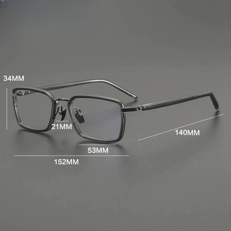 Unisex Square Full Rim Titanium Oversized Prescription Glasses G2172 — view 2 | Rx Spectacle