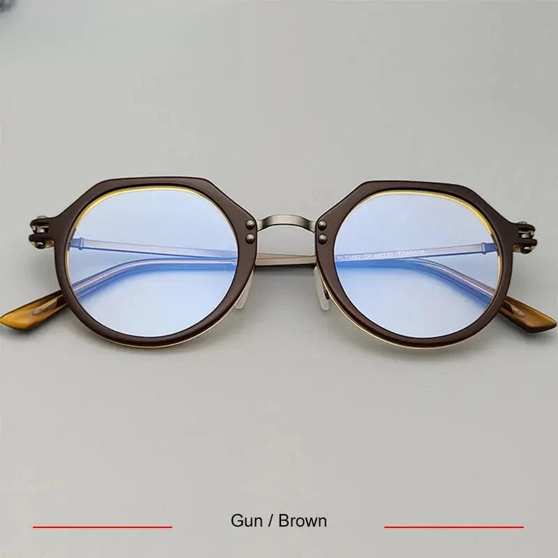 Women's Round Full Rim Titanium Flat Top Prescription Glasses 715882 — view 6 | Rx Spectacle