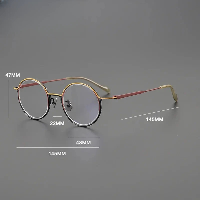 Unisex Round Full Rim Titanium Prescription Glasses Gxyj1561 — view 2 | Rx Spectacle