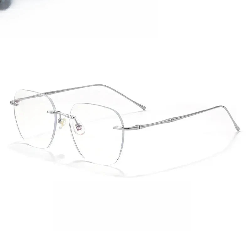 Unisex Polygon Rimless Stainless Steel Prescription Glasses 699632 — view 6 | Rx Spectacle