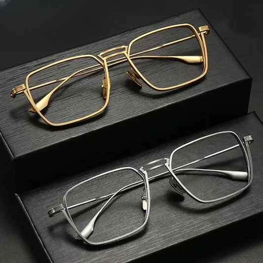 Men's Square Full Rim Titanium Double Bridge Prescription Glasses 276125 — view 1 | Rx Spectacle