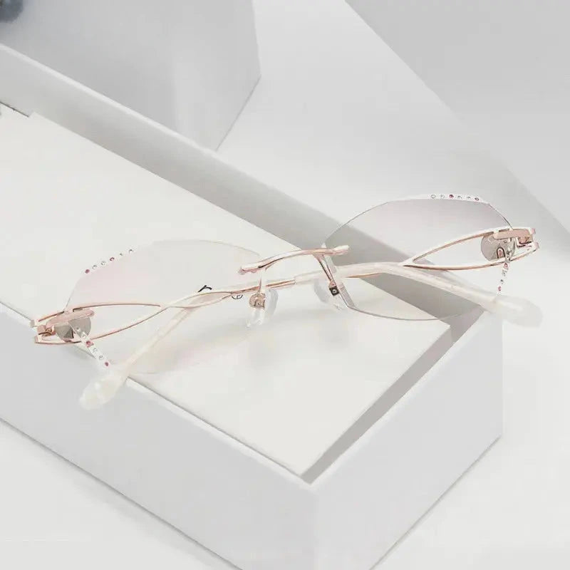 Women's Square Rimless Titanium Prescription Glasses 988022 — view 1 | Rx Spectacle