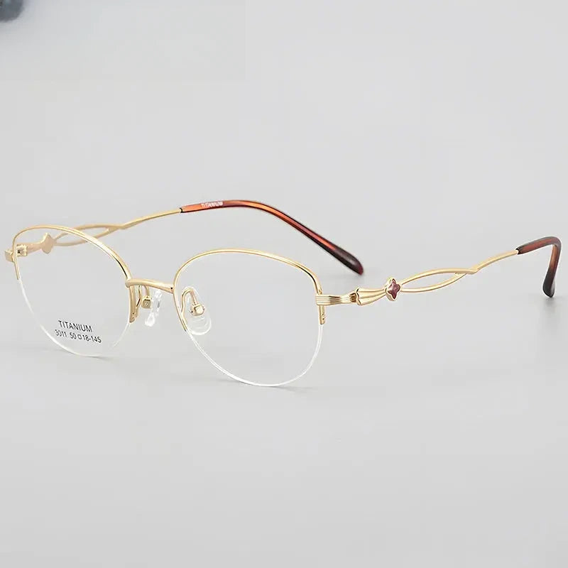 Women's Oval Semi-Rimless Titanium Prescription Glasses 63011 — view 1 | Rx Spectacle