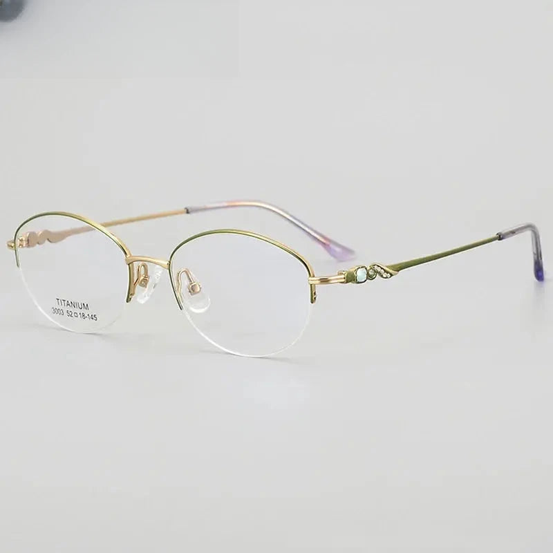 Women's Oval Semi-Rimless Titanium Prescription Glasses 33003 — view 1 | Rx Spectacle