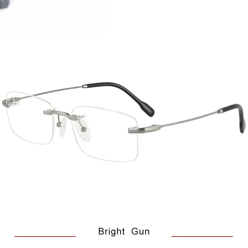Unisex Square Rimless Titanium Prescription Glasses 350025 — view 5 | Rx Spectacle