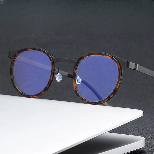 Unisex Round Full Rim Titanium Prescription Glasses 9704 — view 1 | Rx Spectacle