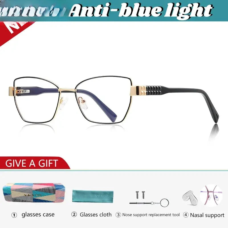 Women's Cat Eye Full Rim Alloy Reading Glasses 963168 — view 7 | Rx Spectacle