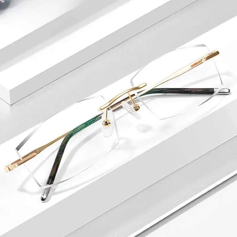 Men's Polygon Rimless Titanium Prescription Glasses 669312 — view 1 | Rx Spectacle
