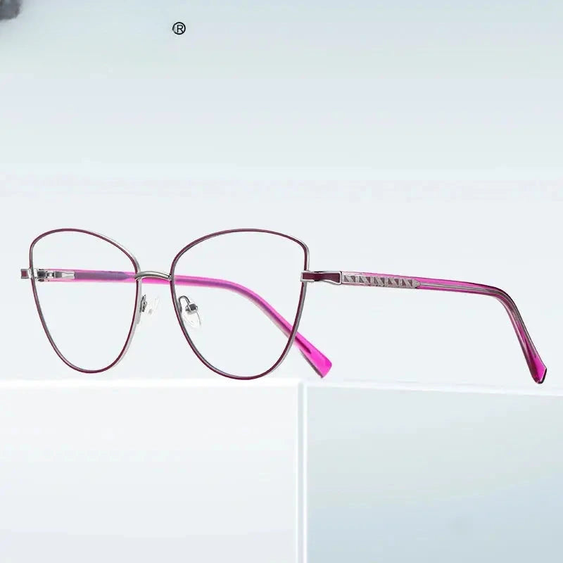 Women's Cat Eye Full Rim Alloy Reading Glasses 3067 — view 3 | Rx Spectacle