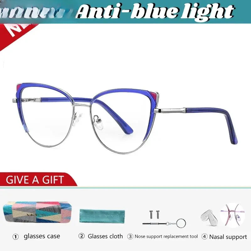 Women's Cat Eye Full Rim Alloy Reading Glasses 43124 — view 7 | Rx Spectacle
