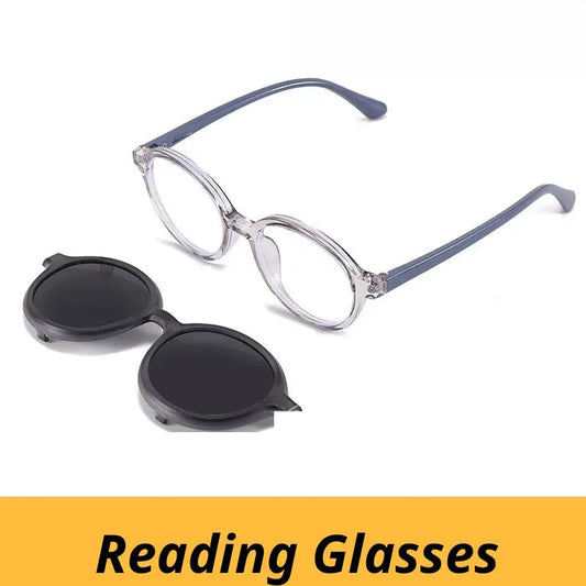 Unisex Round Full Rim TR90 Clip-On Reading Glasses 517361 — view 1 | Rx Spectacle