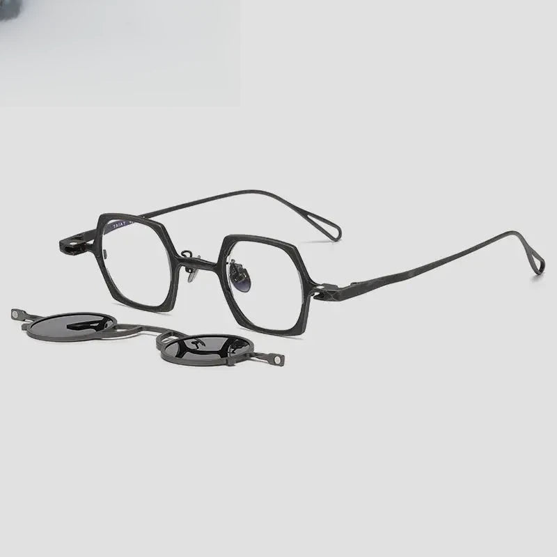 Unisex Square Full Rim Titanium Clip-On Prescription Glasses 1512 — view 7 | Rx Spectacle