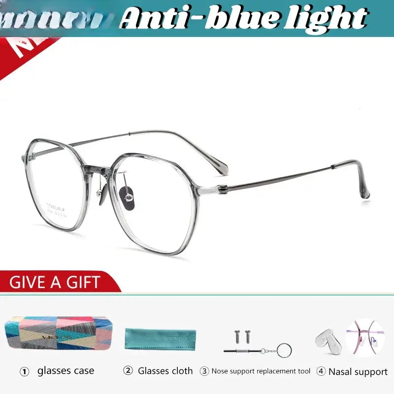 Unisex Polygon Full Rim Titanium Reading Glasses 91063 — view 2 | Rx Spectacle