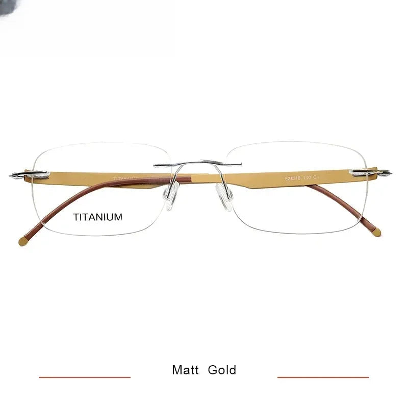 Unisex Square Rimless Titanium Screwless Prescription Glasses 316029 — view 5 | Rx Spectacle