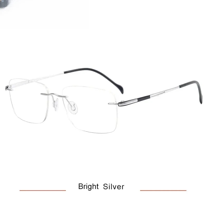 Unisex Square Rimless Titanium Prescription Glasses 316065 — view 3 | Rx Spectacle