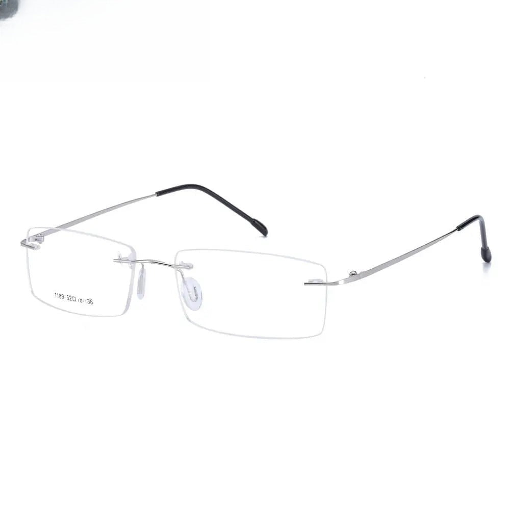 Men's Rectangular Rimless Titanium Prescription Glasses 1189 — view 4 | Rx Spectacle