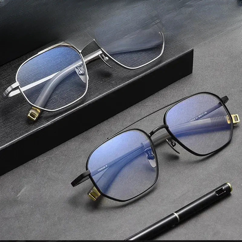 Men's Polygon Full Rim Titanium Double Bridge Prescription Glasses 075180 — view 1 | Rx Spectacle